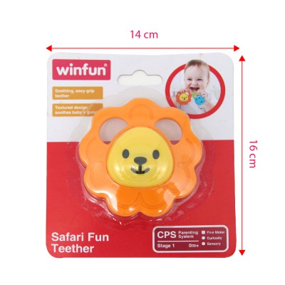 Đồ chơi trẻ em cầm tay hình sư tử màu cam Winfun 0164 - Đồ chơi gặm nướu cho bé